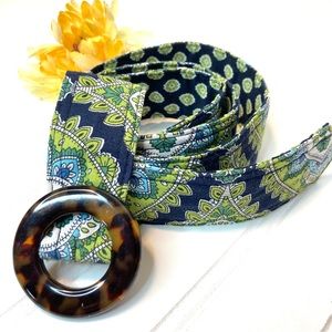 Vera Bradley Cambridge Women's Belt Blue Green Quilted Reversible